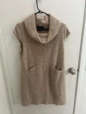 Cynthia Rowley Cream Tan Cowl Neck Sleeveless Sweater Dress